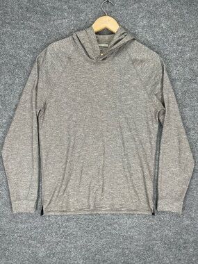 Vince Hoodie Sweatshirt Mens M Gray Stretch Textured Double Knit Pullover